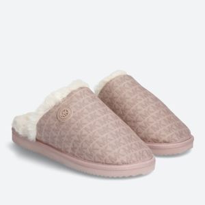 Michael Kors Janis Faux Fur-Lined Logo Jacquard Slippers